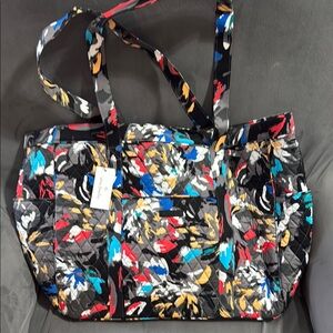 Vera Bradley Black and Red Tote Bag Artistic Design